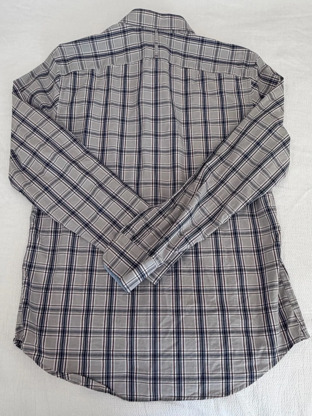 Banana Republic Men’s Blue and Gray Plaid Button-Down Shirt